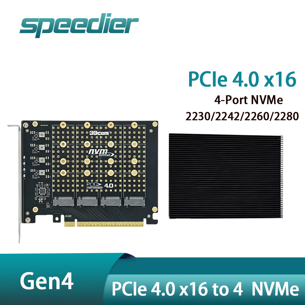 Quad M.2 Nvme Pcie Bifurcation Card - PCIe 4.0 X16 zu 4 NVMe