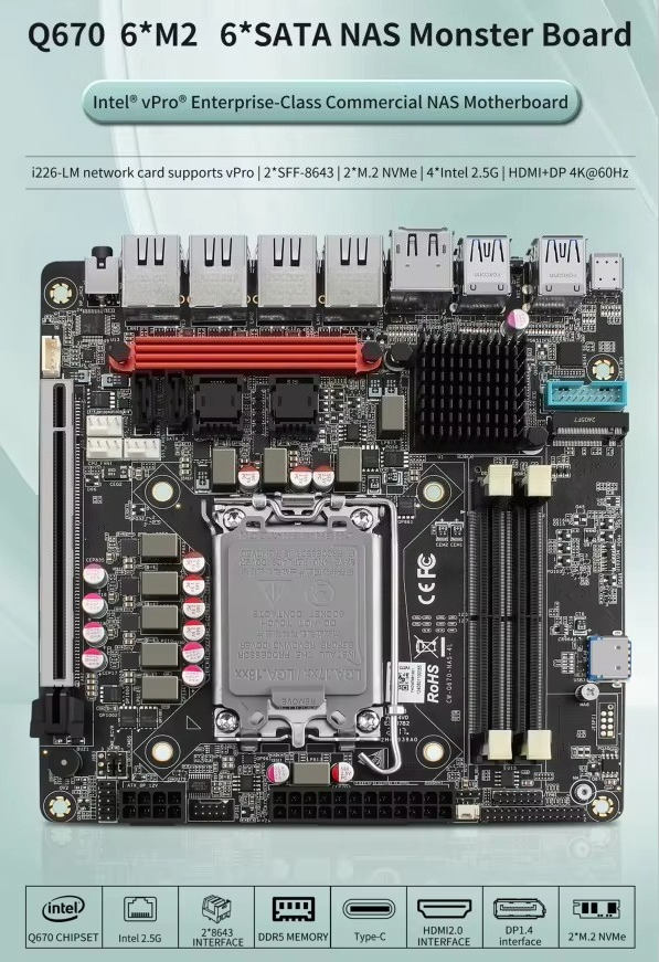 Intel vPro Q670 NAS-Mainboard, – Lga 1700 Ddr5 Itx Motherboard Bewertung und Preis